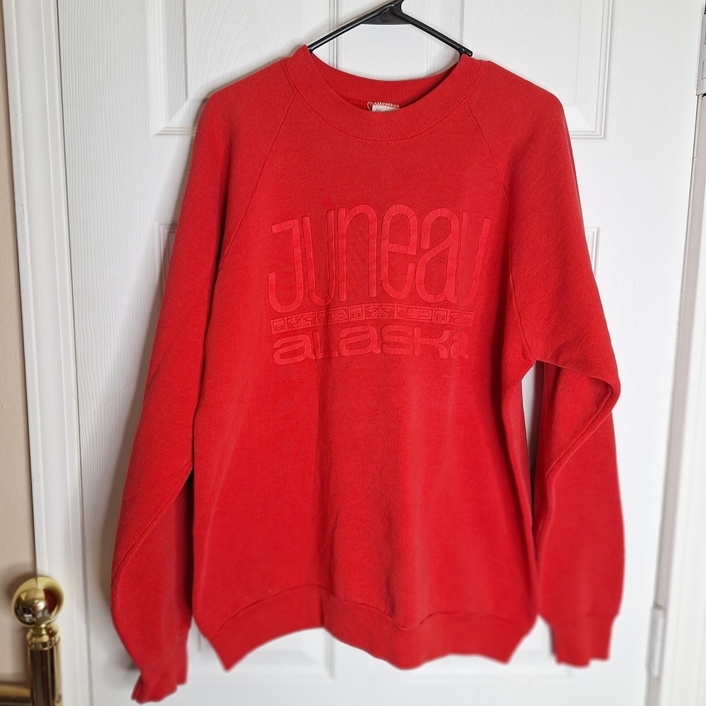 Vintage Juneau Alaska Fruit of the Loom Red Sweatshirt Size XXL